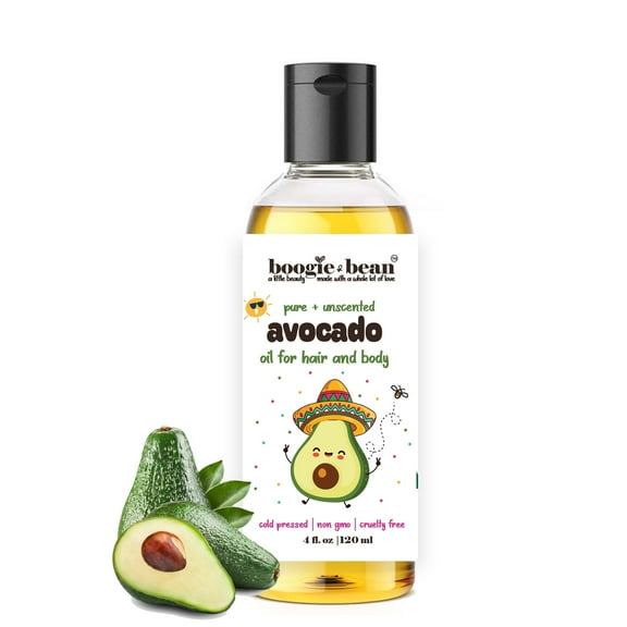 Boogie and Bean Pure Avocado Oil for Kids Hair and Skincare, Natural NON GMO Baby Oil 4 fl oz