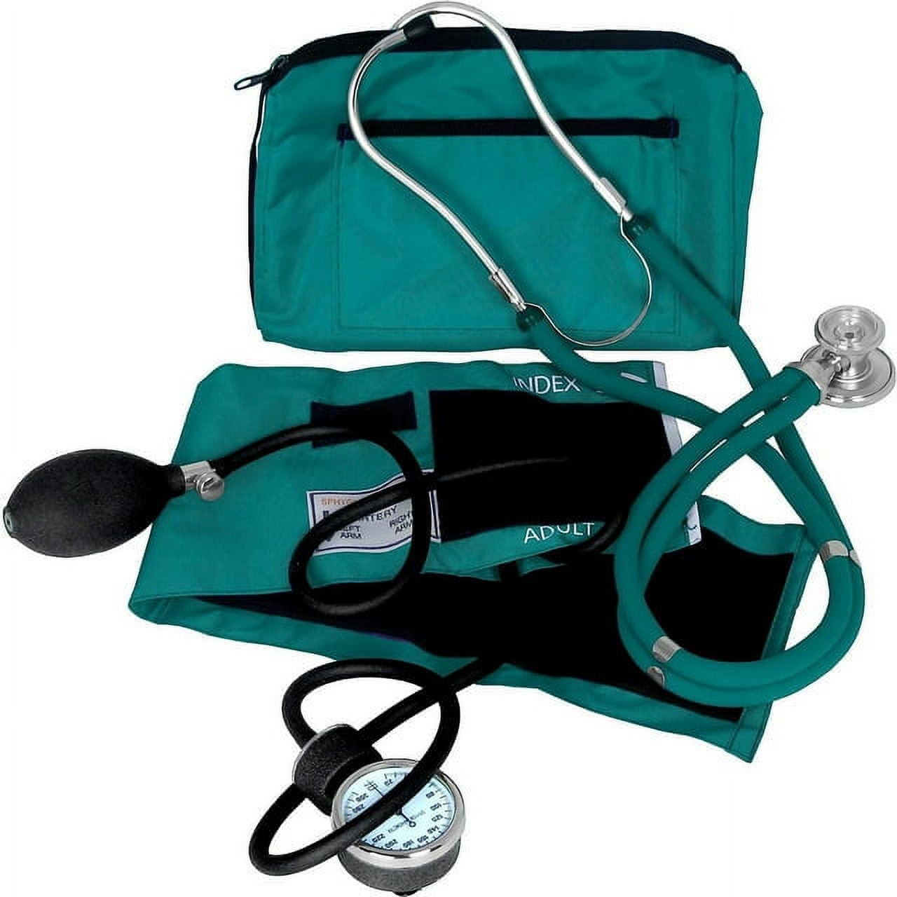 Dixie EMS Manual Blood Pressure Cuff Sphygmomanometer & Medical Stethoscope Kit for Rapid Care- Teal