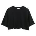thumbnail image 1 of B91xZ T-Shirt Classique à Manches Courtes Col Rond pour Femmes, Noir L, 1 of 5