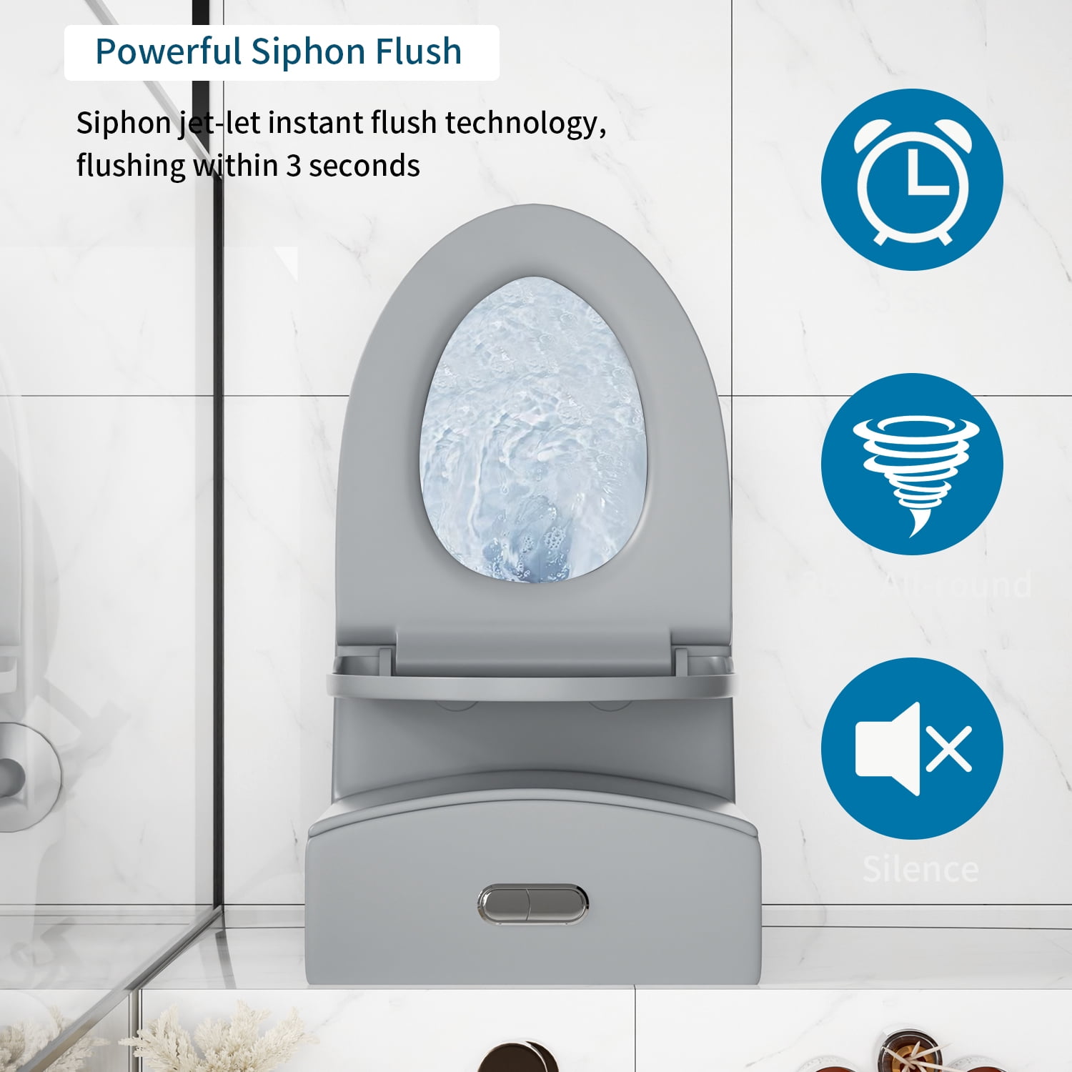 One-Piece Toilet for Bathrooms,Modern Toilet Elongated Bowl with Soft Close Seat,1.1/1.6 GPF,Gray 02