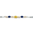 thumbnail image 2 of 925 Silver and 10K Yellow Gold Yellow Citrine and Blue Created Sapphire and White Lab Grown Diamond Bracelet for Women (2.01 Cttw, Gemstone November Birthstone, Oval, Wheat Chain, 7.5 inches), 2 of 5