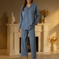 thumbnail image 2 of ManxiVoo Women's Plus Size Cotton Pajama Set Loose Fitting Home Wear Comfortable Sleep Outfit L Size Sky Blue, 2 of 4