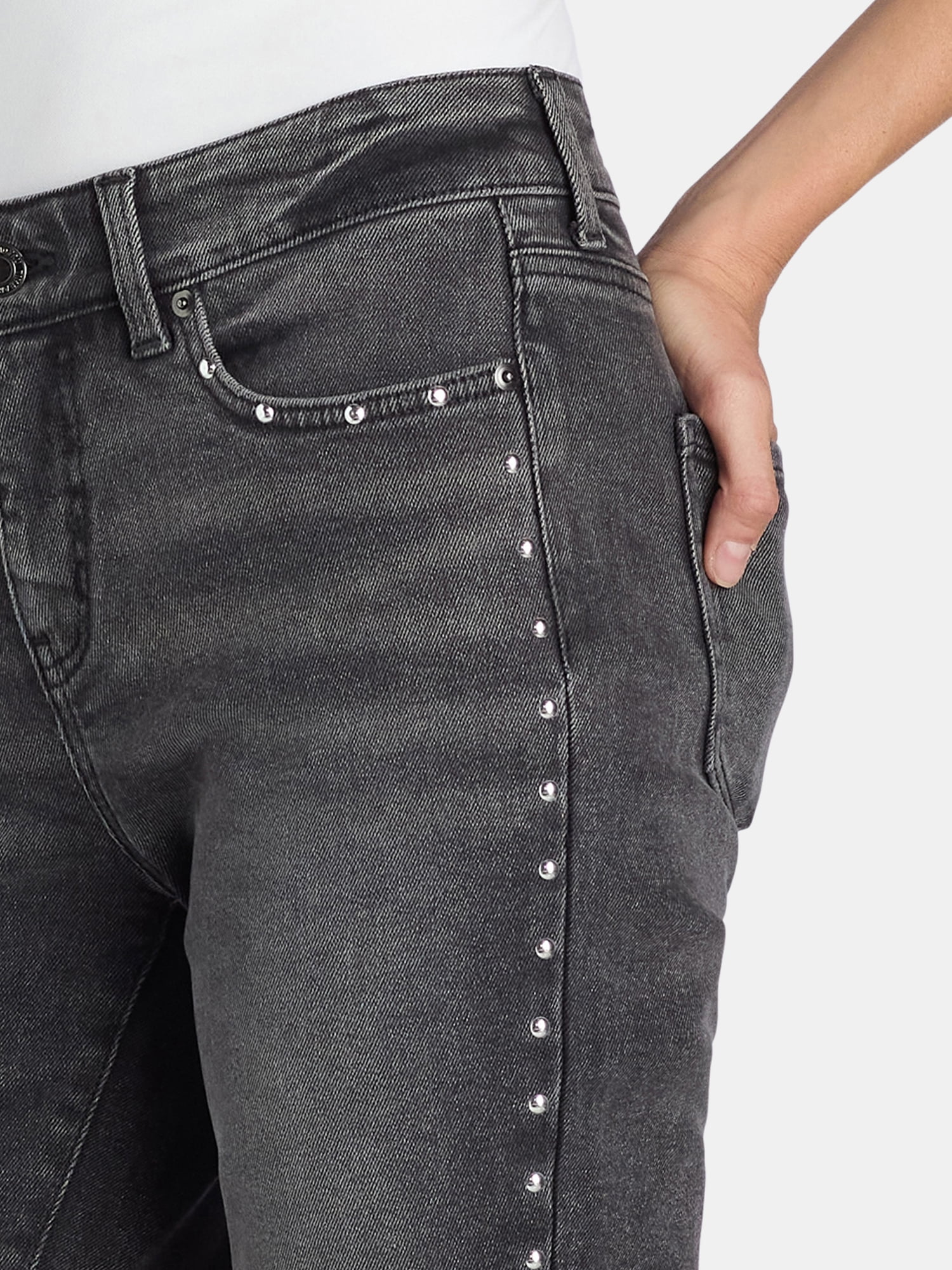 Time and Tru Women's Studded Side Seam Straight Leg Jeans