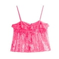 thumbnail image 4 of Sequins Camisole Tops for Women Party Club Cropped Going Out Outfits Sleeveless Sparkly Shiny Cami Disco Blouses (M, Hot Pink), 4 of 7