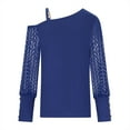 thumbnail image 5 of Winter Savings Clearance! Lindreshi Long Sleeve Shirts for Women Clearance Women's Fashion Casual One Shoulder Drop Shoulder Long Sleeve Pullover Long Sleeve Top, 5 of 6