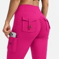 thumbnail image 2 of Carlikeit Women's Flare Leggings High Waisted Yoga Workout Pants with Cargo Pockets No Front Seam High Stretch Quick Dry Bootcut Leggings, 2 of 7
