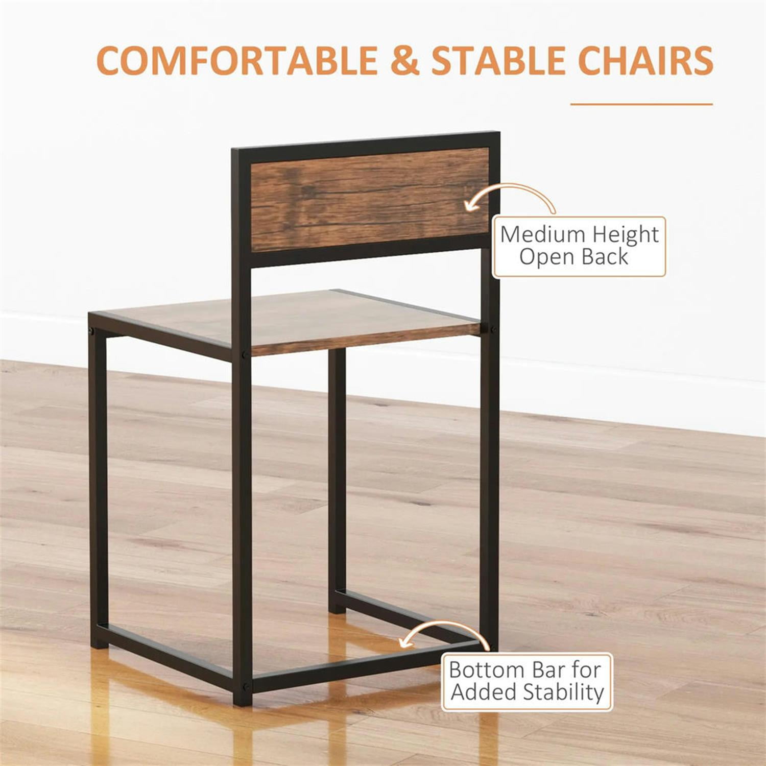 Demi Bonn 3 Piece Dining Table Set for Small Spaces,dustrial Kitchen Table and Chairs for 2 Dining Room Set with Chairs Home Furniture Rectangular, Brown