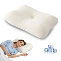 EcoPillo Cooling Queen Memory Foam Pillow Cervical Contour Pillows with Dual-Height Design for Neck Pain Relief Support for Side Back Stomach Sleepers ﻿