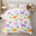 thumbnail image 2 of Homewish Kawaii Dino Twin Quilt Set,Cartoon Wildlife Twin Coverlet Set,White,2 Pieces, 2 of 7