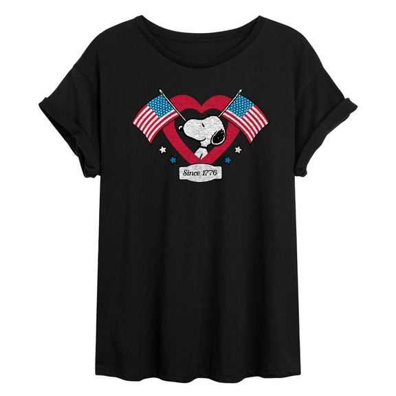 Peanuts - Snoopy Since 1776 Flag Heart - Women's Oversized T-Shirt