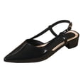 thumbnail image 4 of Rokment Womens Pointed Closed Toe Dressy Sandals Summer Fall Fashion Casual Leather Chunky Block Low Heels Slip on Slingback Dress Shoes for Business Office Black Size 6.5, 4 of 4