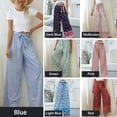thumbnail image 3 of Moda mujer pantalones estampados pierna ancha fajas de cintura alta pantalones casuales sueltos Abanopi Aqua/Medio, 3 of 7
