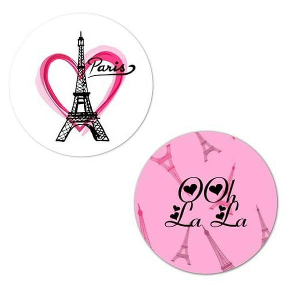 40 Paris Eiffel Tower Pink Round Stickers, 2 Inch Big Round Glossy Labels, Theme For Baby Shower, Birthday, Wedding, Bridal Shower, Great for Party Favors, Tags, Games And Supplies. Made in USA
