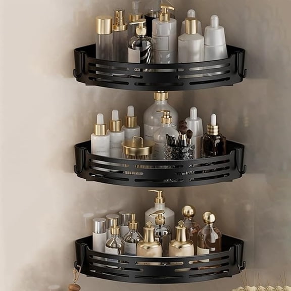 Suction Cup Shower Caddy Corner Organizer, No-Drilling Bathroom Storage Rack for Wall, Damage-Free Shower Shelf for Shampoo and Soap, 1, 2, or 3 Tier Options