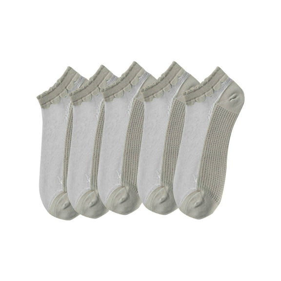 Clearance Under $5 Women's Solid Color Shallow Mouth Socks Ventilate Sweat Absorbing Socks 5PC