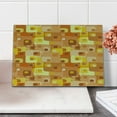 thumbnail image 2 of Retro Cutting Board, Abstract Square Pattern Rounded Funky Geometric Modern Ornament Tiled Illustration, Decorative Tempered Glass Cutting and Serving Board, Small Size, Multicolor, by Ambesonne, 2 of 5
