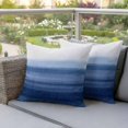 thumbnail image 4 of Navy Blue White Gradient Pillow Covers 2 Pack Abstract Ombre Texture Modern Art Pillowcase Waterproof Outdoor Throw Pillow Cover for Patio Garden Square Cushion 16”x16”, 4 of 9