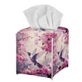 thumbnail image 2 of Renewold PU Leather Square Tissue Box Cover Aesthetic Flowers Hummingbird Tissue Box Holder for Vanity Countertop,Nightstand,Dinner Table,Office,Home Decor, 2 of 5