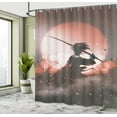 thumbnail image 5 of Ambesonne Japanese Shower Curtain, Samurai Japan, 69"Wx75"L, Salmon Umber, 5 of 5