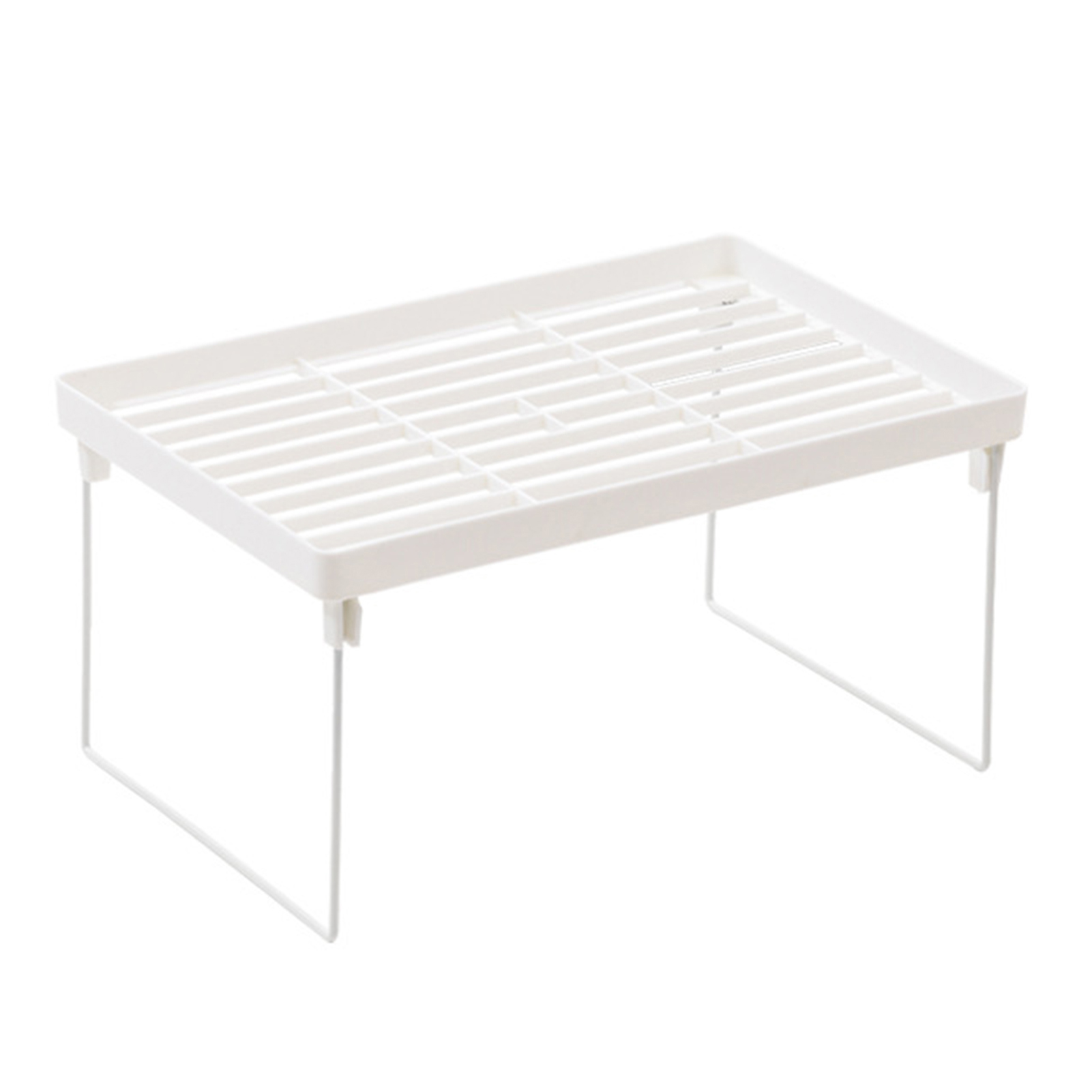 Stackable Space Saving Rack kiskick Shockproof Storage Rack: Space-saving Single Layer Plastic Desk ...