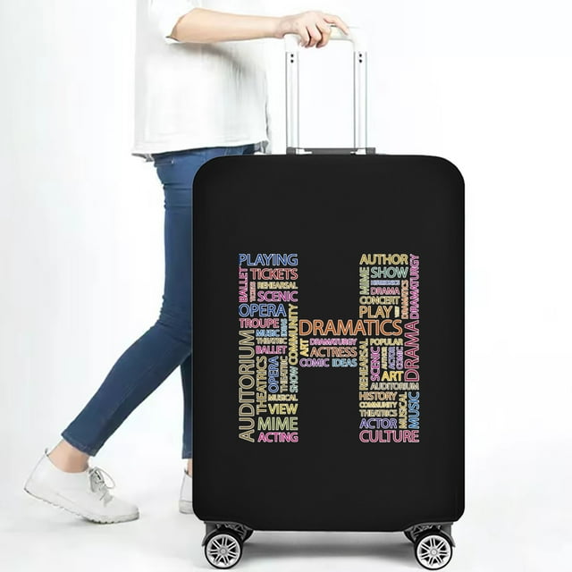 Stretch Luggage Cover Suitcase Covers Text Letter Printed Travel Accessories Printed Dust Cover 18''-28'' Inch Protective Case 8text H M