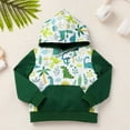 thumbnail image 2 of FYMNSI Toddler Boy Hooded Sweatshirts Color Block Dinosaur Printed Hoodie with Pocket Boys Winter Clothes 12-18 Months, 2 of 8