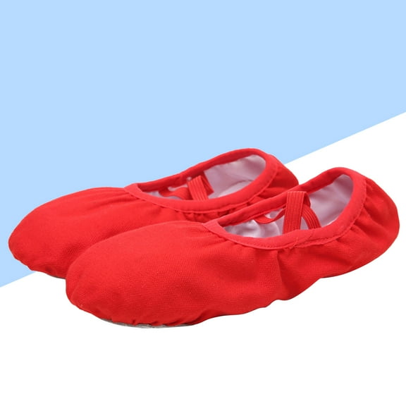 ORDDIART Shoes for Women Red Ballet Flats with Canvas and Leather Materials 1 Pair