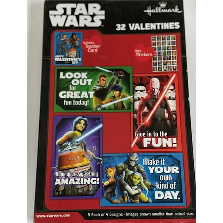 32 STAR WARS VALENTINE CARDS WITH STICKERS FROM STAR WARS REBELS ANIMATED SERIES BY HALLMARK