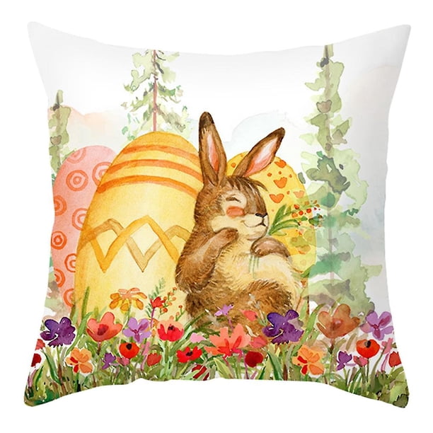 6CM Funda de almohada de Pascua de 45x45cm, funda de almohada cuadrada suave y cómoda