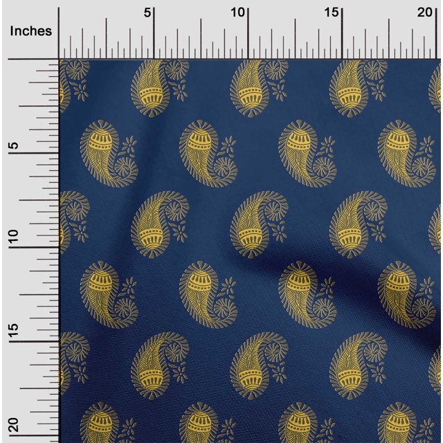 oneOone Polyester Lycra Fabric Paisley Block Print Fabric BTY 56 Inch Wide