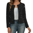 thumbnail image 2 of Women Casual Jackets Carnival Clothes For Stylish Metallic Casual Jacket For Long Sleeve Cardigan Open Front Outerwear Loose Fit Lightweight Fall Fashion Black M, 2 of 9