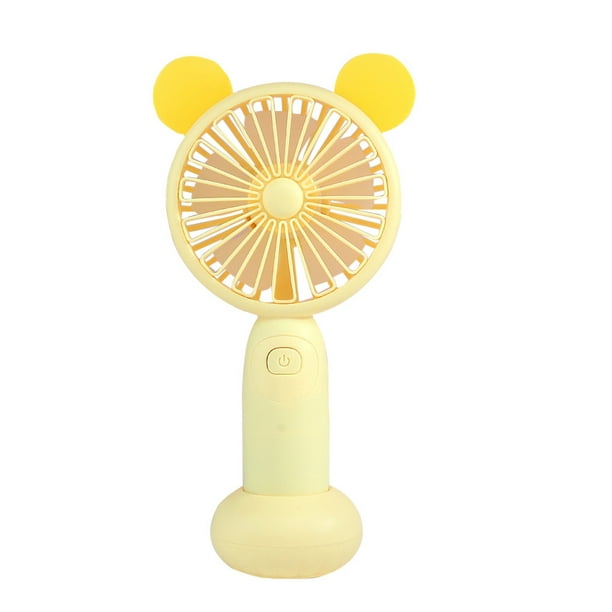 Ventilador de mano USB para acampar al aire libre, senderismo, enfriador de aire, mini ventilador eléctrico portátil con 2 modos, amarillo Vogacara HA8618-01B
