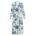 thumbnail image 5 of SEANATIVE Women's Sleepshirt Cozy Button Front Nightgown Soft Long Sleeve Indoor House Dress Full-Length Nightshirt Sleepwear for Bedroom Lounge, M, Flower Blue Cream White, 5 of 7
