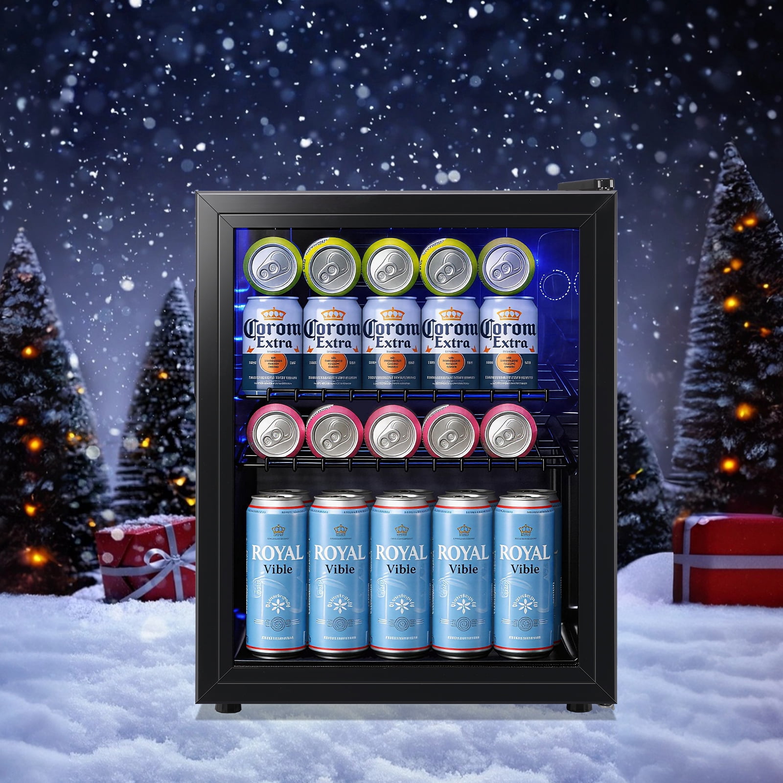 TACOOL Small Beverage Cooler 95 Can Beverage Refrigerator Cooler, 2.8Cu.Ft Drink Mini Fridge Glass Door for Soda Beer Black
