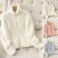 thumbnail image 2 of Women Winter Coat Thick Stand Collar Double-sided Fleece Neck Protection Zipper Closure Solid Color Long Sleeves Heat Retention Outdoor Jacket, 2 of 8