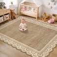 thumbnail image 5 of Garvee 10'x13' Scalloped Area Rug Modern Lace Edge Carpet, Washable Solid Rug Non-Slip Low Pile Indoor Mats for Living Room Bedroom Home Decor, Brown, 5 of 10