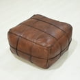 thumbnail image 5 of Square Shaped Goat Leather Handmade Eco-Friendly Brown Pouf - Square Shape Pouf, 21" x 21" x 12", Geometric Pouf, Goat Leather Pouf, Recycled Foam with Fibre Fill Stuffed Pouf, Leather Seating Pouf, 5 of 10