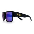 thumbnail image 6 of Mens Kush Graffiti Logo Thick Arm Rectangle Horn Rim Plastic Sunglasses Black Gold - Teal Mirror, 6 of 8