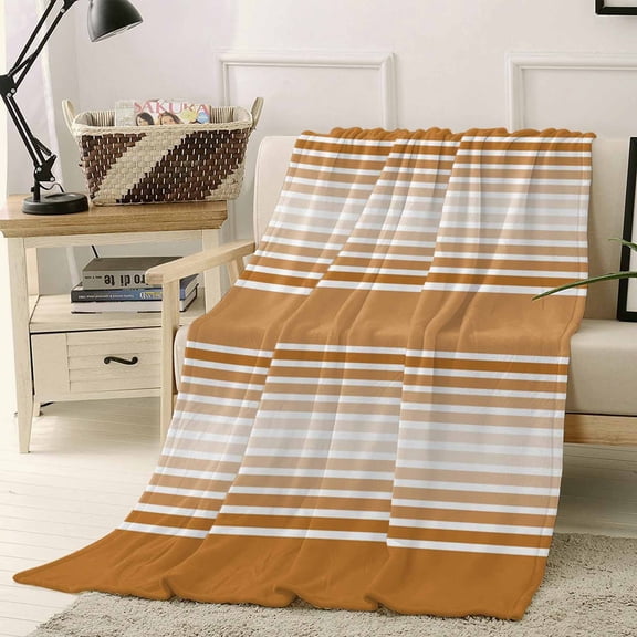 Throw Blanket Fleece Throw Blanket 30x40in, Farmhouse Amber Stripes Soft Lightweight Bed Blankets Earthy Lines Fuzzy Couch Blankets for All Season