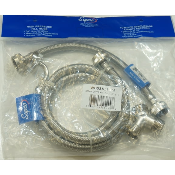 Supco Stainless Steel Steam Dryer Installation Kit, 1-1', 1-5', 1-Y, WS5SS2STM