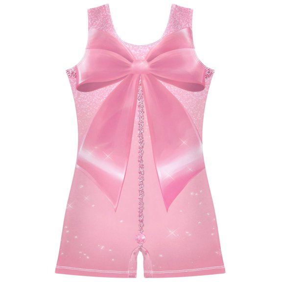 joogoo Bow Glitter Pattern Girls Leotards Gymnastics Tumbling Outfit Biketard Unitard 5-6Years