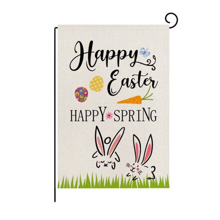Easter Garden Flag Double Sided Easter Bunny Eggs Decorations, Small Vertical Welcome Holiday Decor for Outdoor Yard Garden