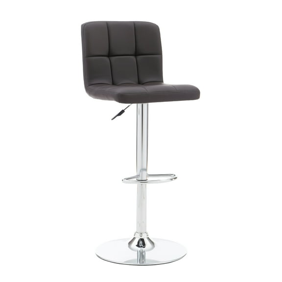 Powell Sherman 24-32" Indoor Adjustable Metal Swivel Bar Stool, Chrome/Brown Faux Leather