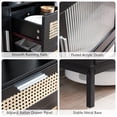 thumbnail image 5 of Lecut Buffet Sideboard Cabinet with Clear Acrylic Door Kitchen Storage Cabinets with Natural Rattan Drawer Modern Coffee Bar Cabinet with Led Lights for Kitchen Dining Room Living Room Hallway Black, 5 of 8