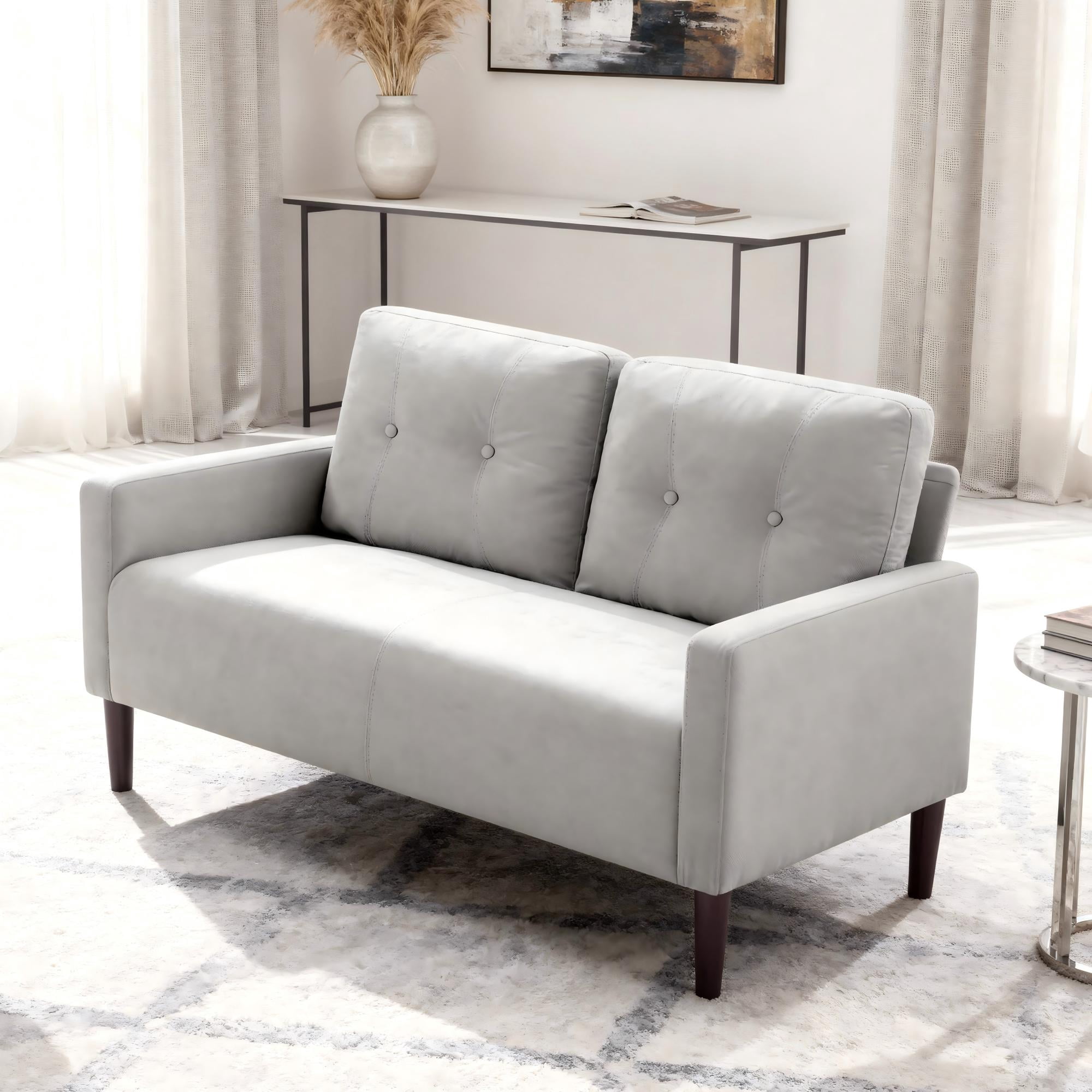 Gewnee 50.79”Loveseat Sofa,2 Seater Modern Couch with Removable Back Cushions,Comfy Futon Sofa for Apartment,Office.Light Grey
