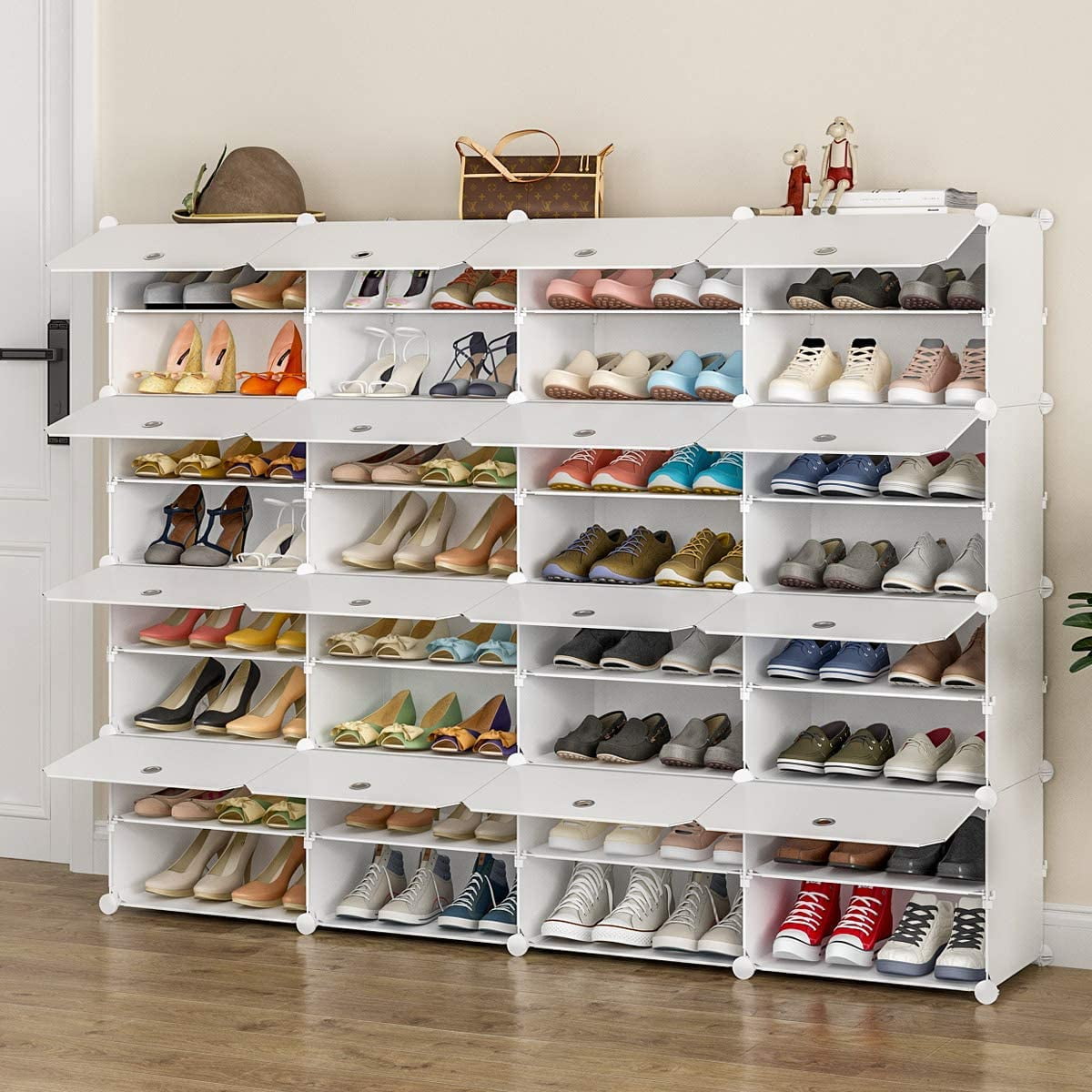 Dropship 8-Tier Portable 64 Pair Shoe Rack Organizer 32 Grids Tower Shelf  Storage Cabinet Stand Expandable For Heels, Boots, Slippers, Black YF to  Sell Online at a Lower Price