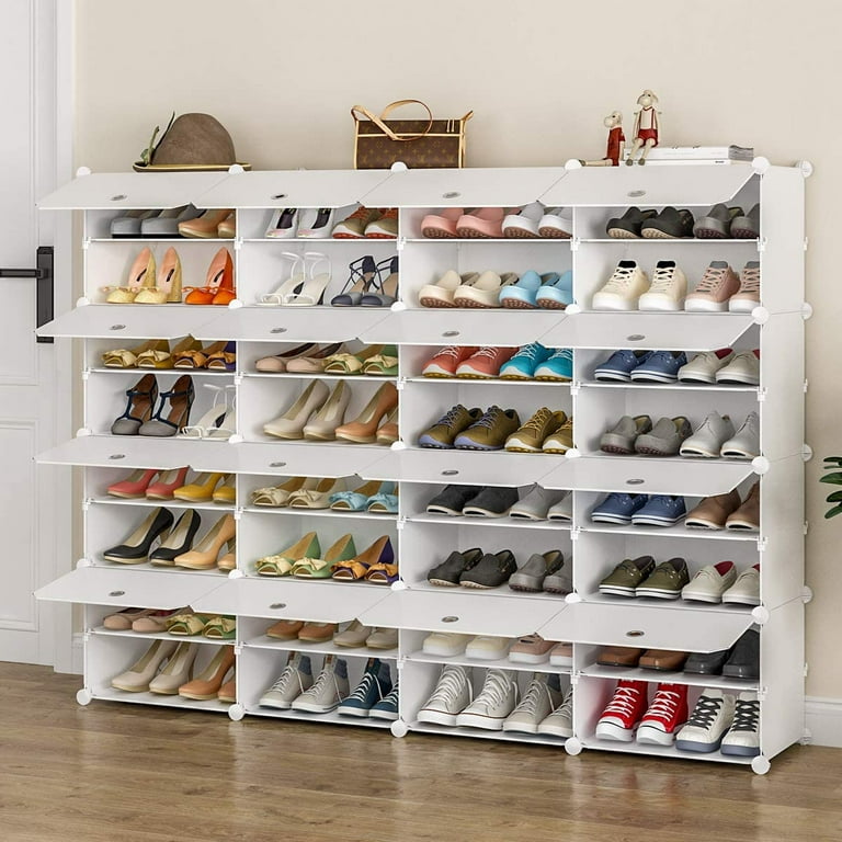 Portable Shoe Rack Organizer 8-Tier Portable 64 Pair Shoe Rack Organizer 32  Grids Tower Shelf Storage Cabinet Stand Expandable for Heels, Boots,  Slippers, White 