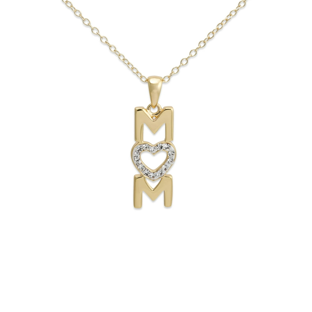 Brilliance Fine Jewelry Crystal 18kt Gold over Sterling Silver "Mom