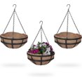 thumbnail image 1 of Hanging flower basket 3 baskets, coconut insert, HxD: 50x31 cm, hanging plants, indoor & outdoor, metal frame, brown/black, 1 of 5