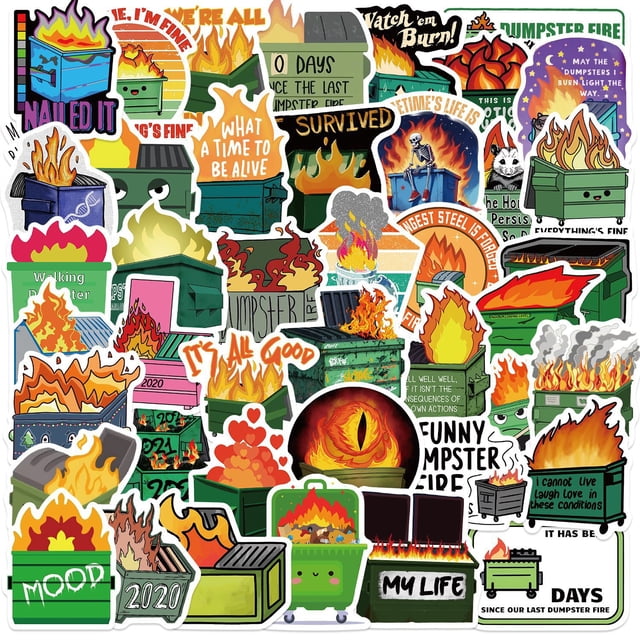 Paquete de pegatinas Dumpster Fire, 50 unidades, divertidas calcomanías de vinilo